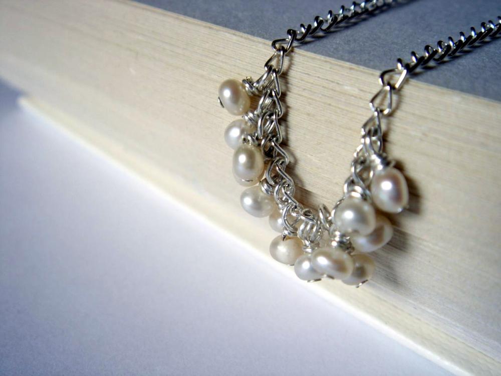 Mini Freshwater Pearl Dangle Sterling Silver Necklace